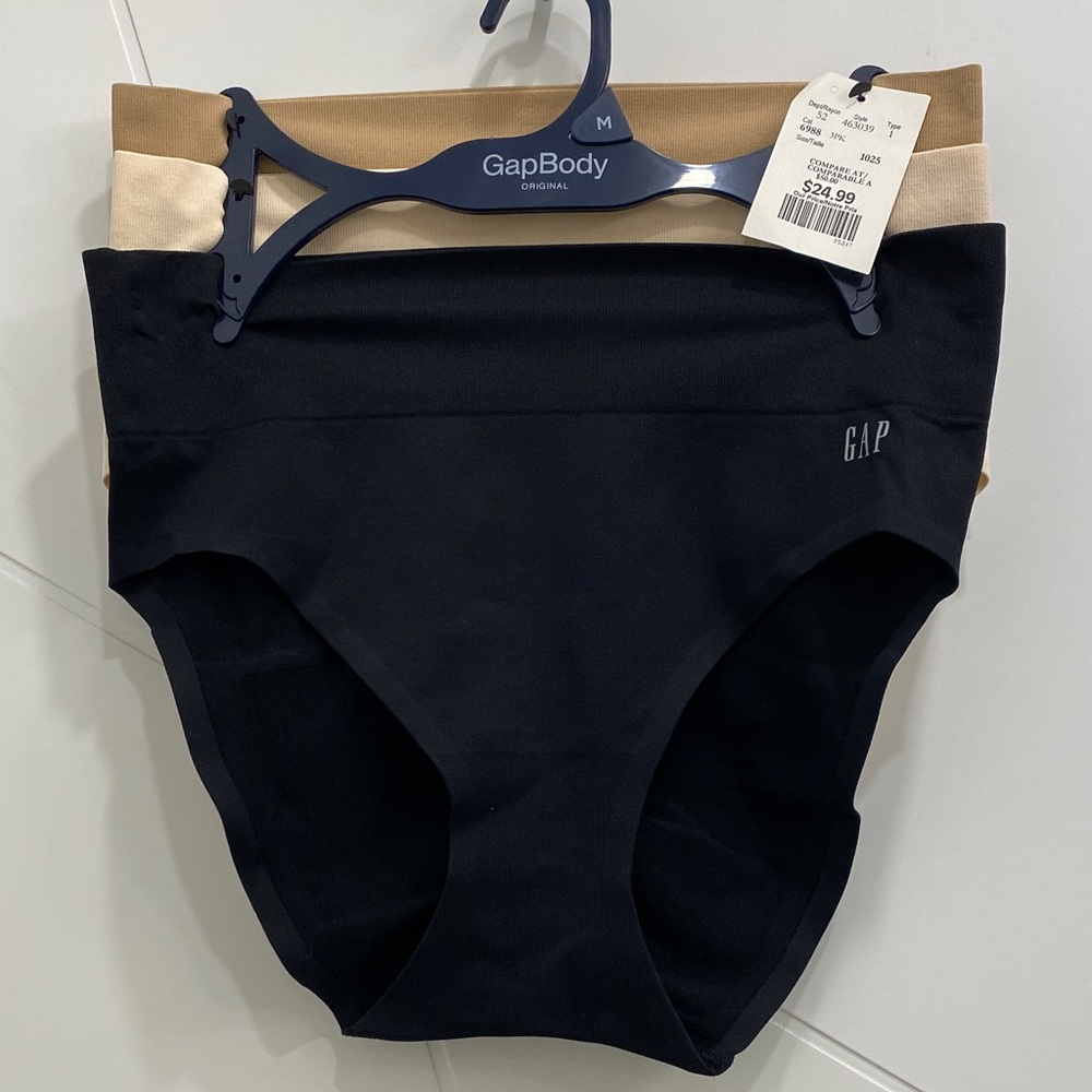 💥 GAP Seamless High Waist Bikini Briefs Trio - Black, Nude, Camel Size Medium